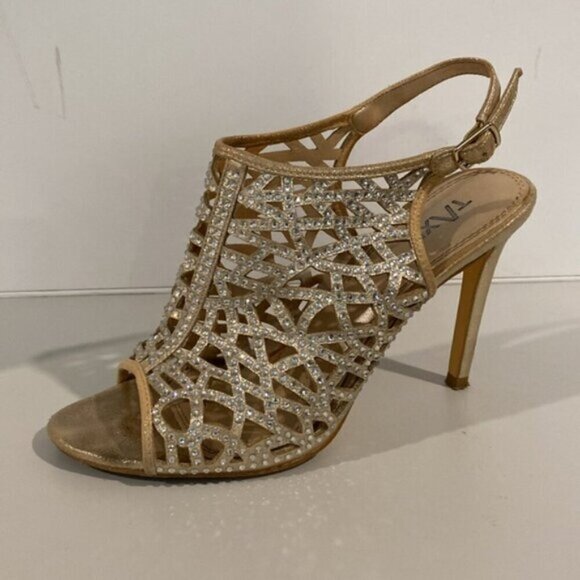 Taxi Savannah Gold Cage Strap Shoes SZ 37 - Picture 2 of 13